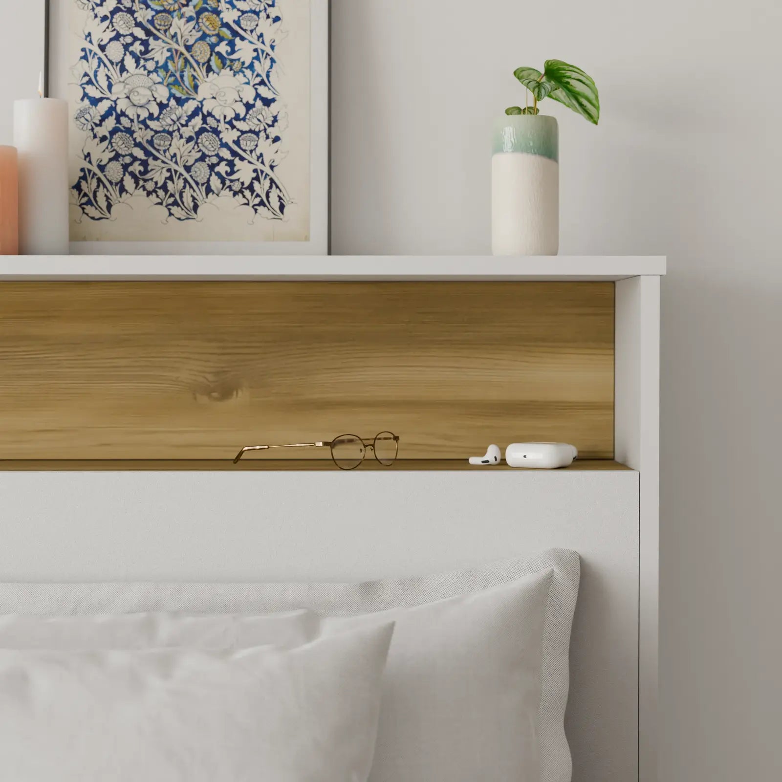 Cabecero Oasis blanco personalizable - tres cuartos dormitorio