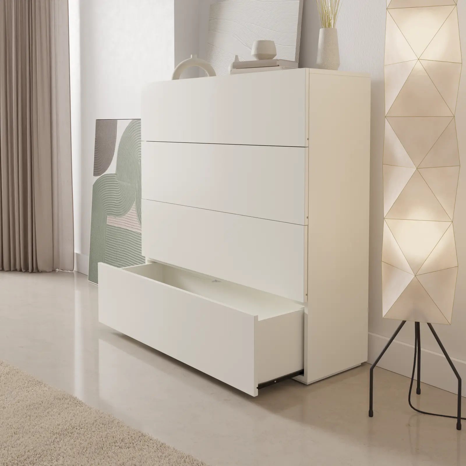 Cómoda ALIZEE blanca a medida - vista lateral con cajones