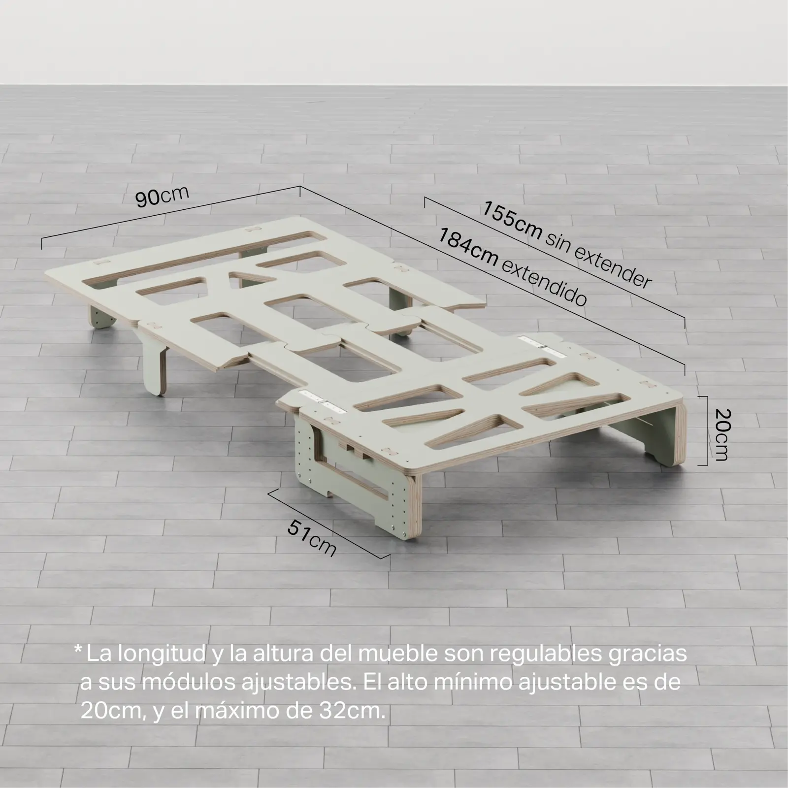 Medidas y dimensiones kit camper coche Garbí - plano acotado