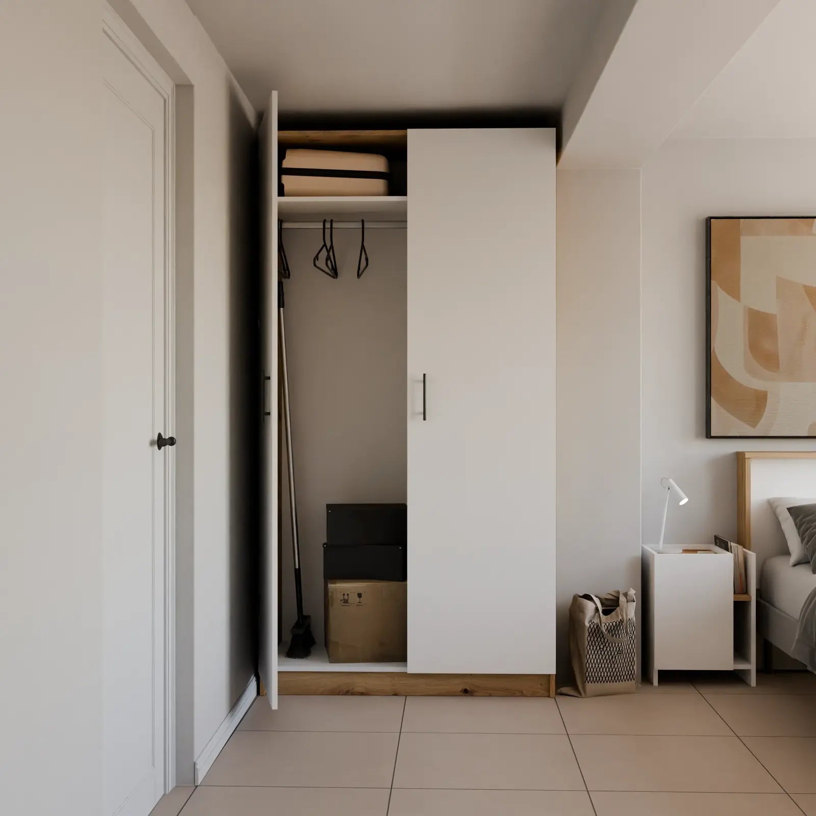 Armario Nidus vacío 2 puertas blanco roble a medida - lateral