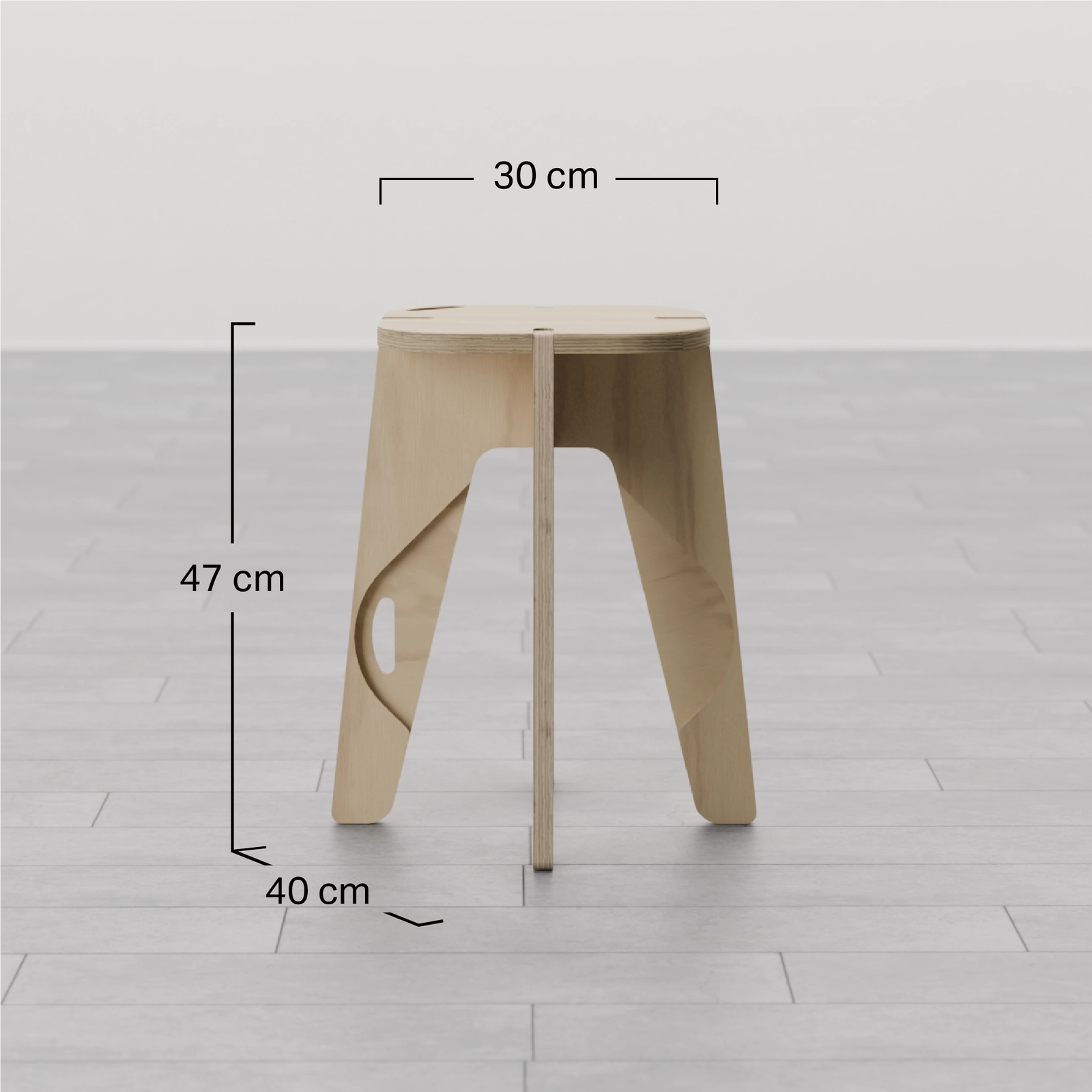 Medidas taburete plegable de madera Portitxol para camper