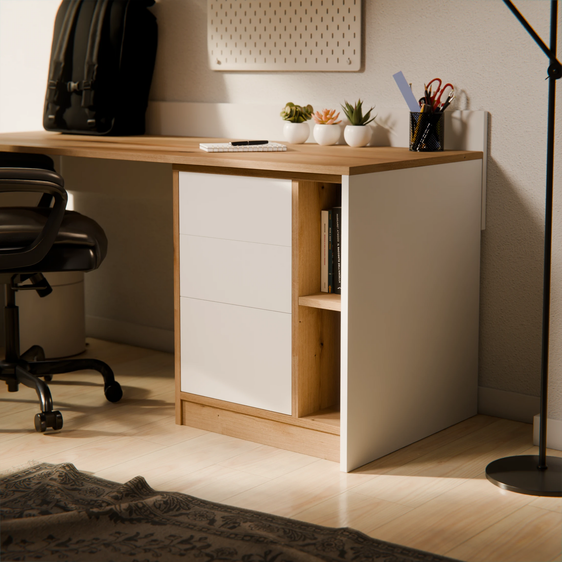 Cajonera Altair blanca personalizable a medida - ángulo