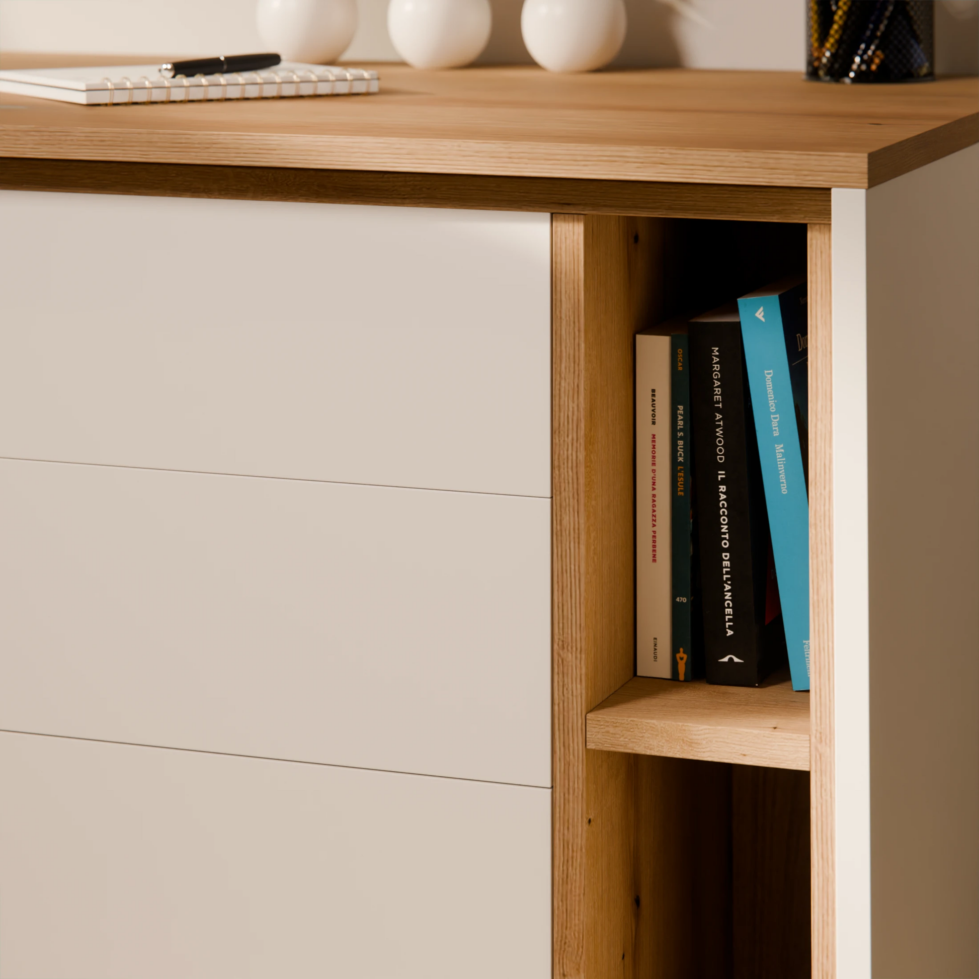 Cajonera Altair blanca a medida - detalle cajones