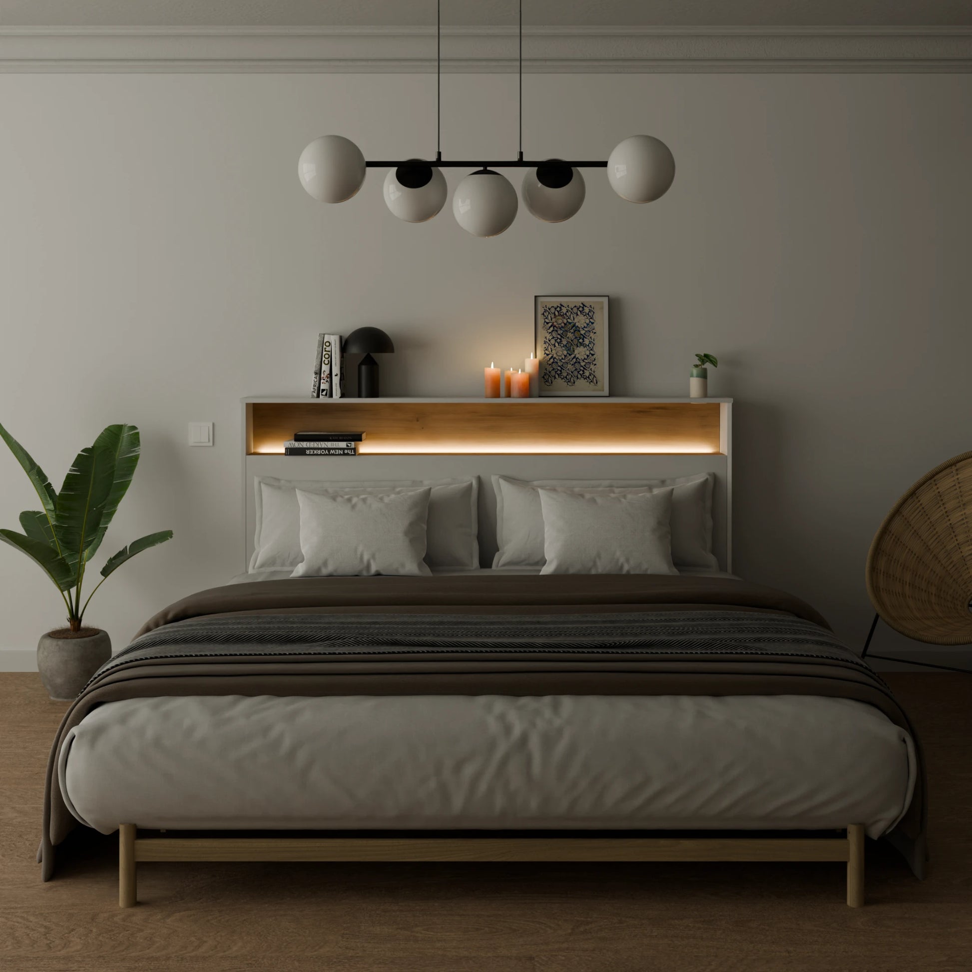 Cabecero Oasis LED blanco personalizable a medida - lateral