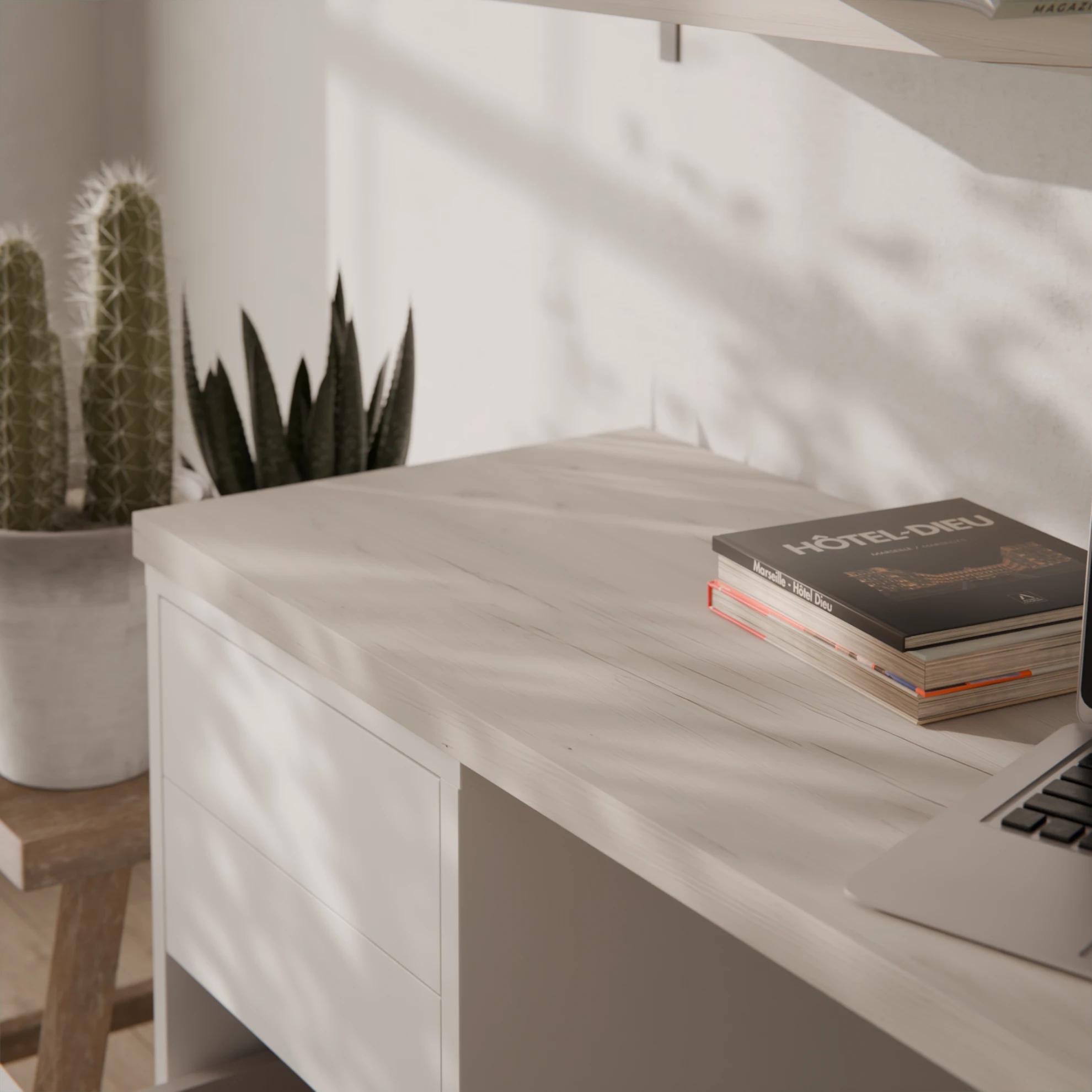Tablero melamina White Craft Oak - primer plano textura