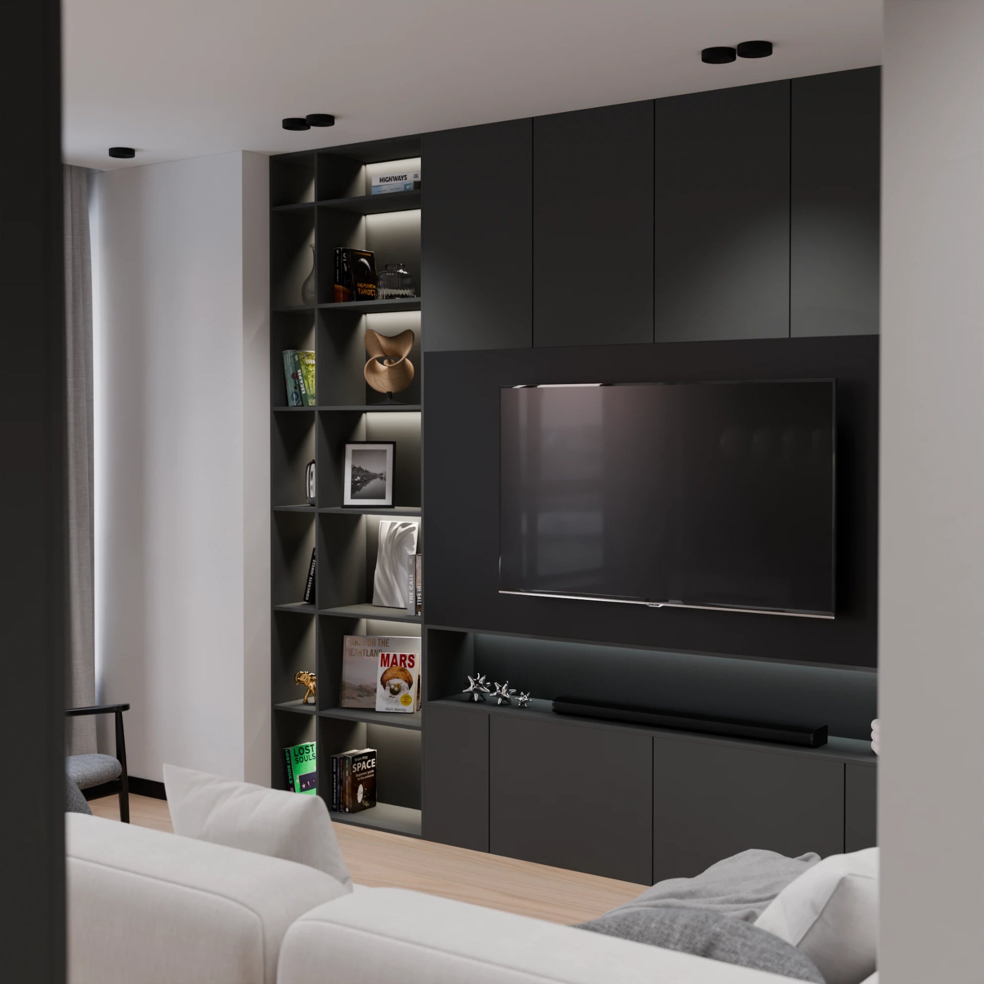Tablero melamina negro a medida - aplicación mueble