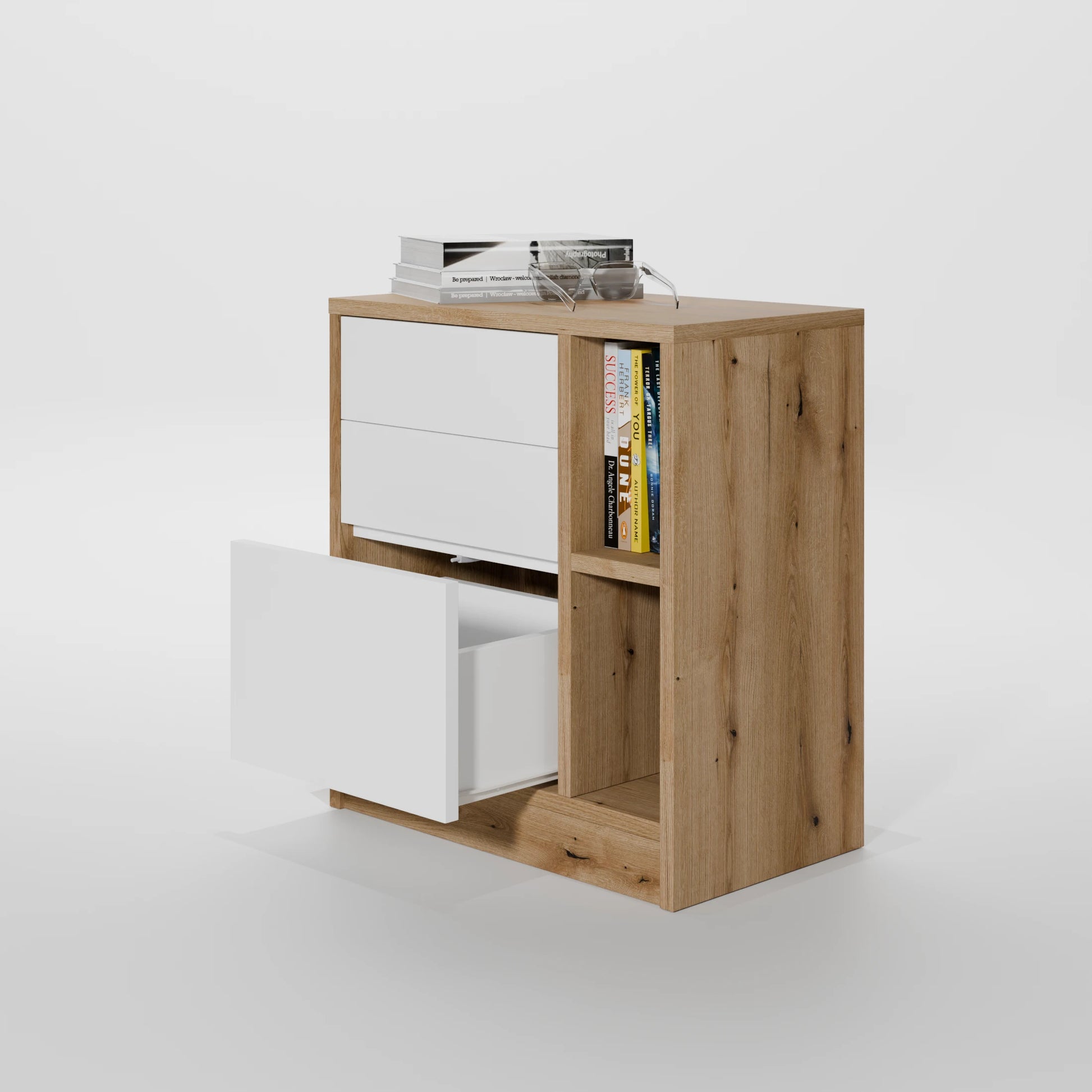 Cajonera Altair blanca a medida - tres cuartos